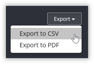 Screenshot: Export drop-down
