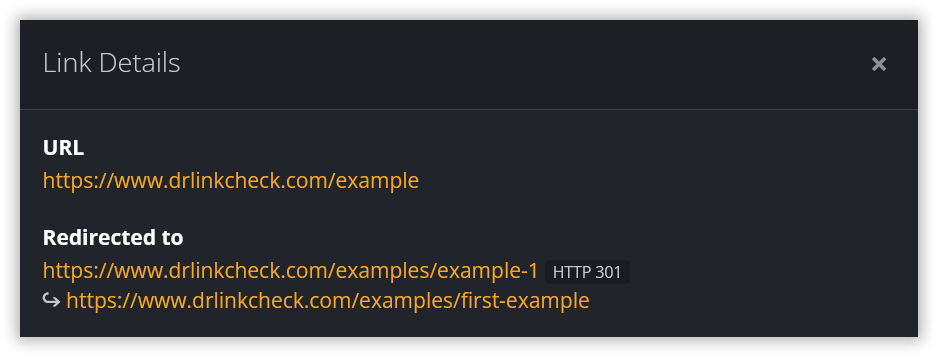 Screenshot: Redirect chain